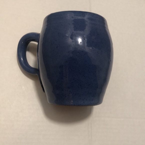 Pottery wheel thrown ceramic mug in a blue glaze color with imperfections - Picture 2 of 8